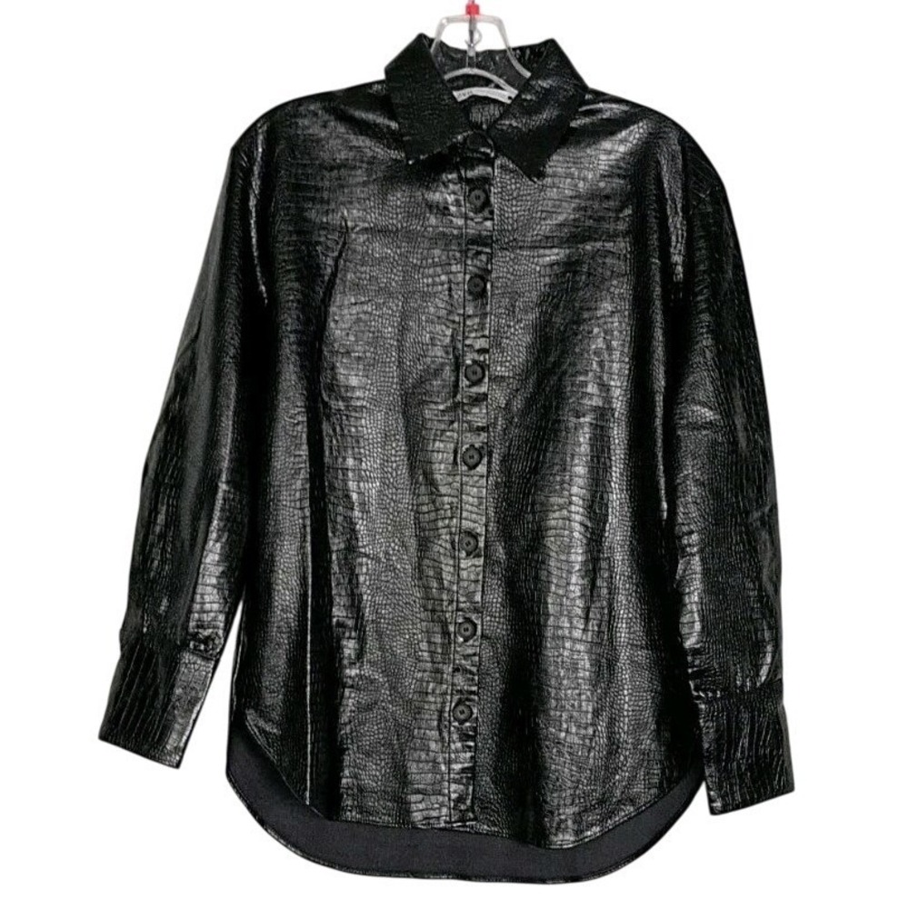 Zara Women Black faux Croc Design shirt Jacket XS